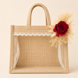 handmade jute bag transparent gift bag lace work tote