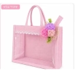 baby pink jute bag side angle