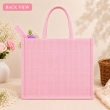 strong handle baby pink jute tote bag