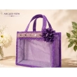 lavender jute handbag front view