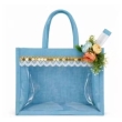 blue transparent jute bag front view