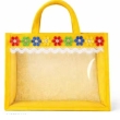 mustard yellow transparent jute bag front view