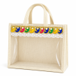 handmade beige jute bag transparent gift bag