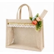 transparent jute tote bag front view lace design