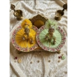 side view yellow green laddu gopal dress floral design