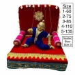 red Laddu Gopal singhasan with velvet finish and cowrie shell decoration
