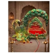 gold and green Meena work jhula swing for pooja and temple decor