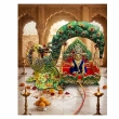 peacock themed jhula for Krishna idol during Janmashtami festival