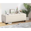 front view cream ottoman bench with storage seating