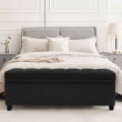 front view black ottoman bench with storage seating