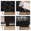 side view black upholstered ottoman bench storage sofa
