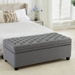 front view grey ottoman bench with storage seating