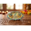 gold kumkum kankavati plate for pooja rituals and festive use