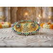 elegant gold kumkum plate with peacock design for gifting and pooja