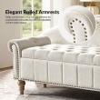 front view beige ottoman storage bench sofa seating