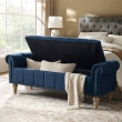side view blue ottoman bench sofa storage furniture