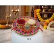 gold kankavati kumkum plate 4x4 inch with lotus motif design for pooja