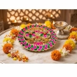 gold kumkum kankavati plate for pooja rituals and festive use