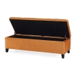 front view orange tufted ottoman bench bedroom office seating