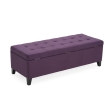 side view purple tufted ottoman bench sofa seating