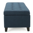 side view blue tufted ottoman bench sofa seating