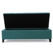 front view t blue tufted ottoman bench bedroom office seating