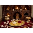 multicolor kankavati plate in gold pink green for pooja rituals