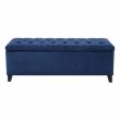 blue tufted ottoman bench storage sofa by The Furnishery