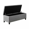 front view grey tufted ottoman bench with storage