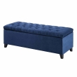 front view blue tufted ottoman bench with storage