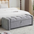 front view grey ottoman bench with storage modern design
