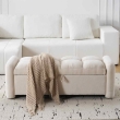 front view cream ottoman bench with storage modern design