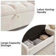 close up cream ottoman fabric soft modern upholstery