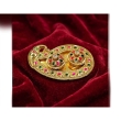 top view peacock shape kankavati gold pink green design