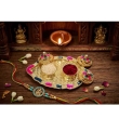 decorative kumkum plate with traditional embossed detailing in multicolor