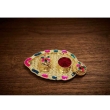 multicolor gold pink blue kankavati plate for pooja rituals