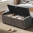 grey velvet ottoman storage bench sofa by The Furnishery