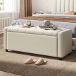front view cream velvet ottoman bench with storage