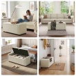 front view cream velvet ottoman bench with storage
