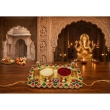 rectangular kumkum plate with floral design in multicolor finish
