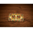 compact 3.5 x 2 inch kumkum plate with floral rectangular design