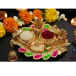 multicolor gold pink green kankavati kumkum holder for pooja