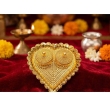 gold heart shaped kankavati kumkum plate with stone embellished lids 3.5 inch