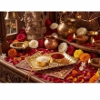 ornamental rectangular gold kumkum plate with textured finish