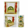 gold white wooden kalas jhula with meenakari peacock lotus design for Laddu Gopal