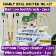Natural teeth whitening oral hygiene kit with bamboo tools