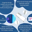 Baby care combo showing 2 finger toothbrushes and 1 pacifier for daily oral hygiene