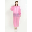 Transparent pink raincoat suit with hood for men women waterproof free size