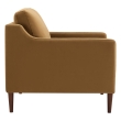 Soren orange mid-century upholstered accent chair with solid wood legs