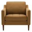 The Furnishery Daylen Soren orange tufted upholstered accent armchair with solid wood legs